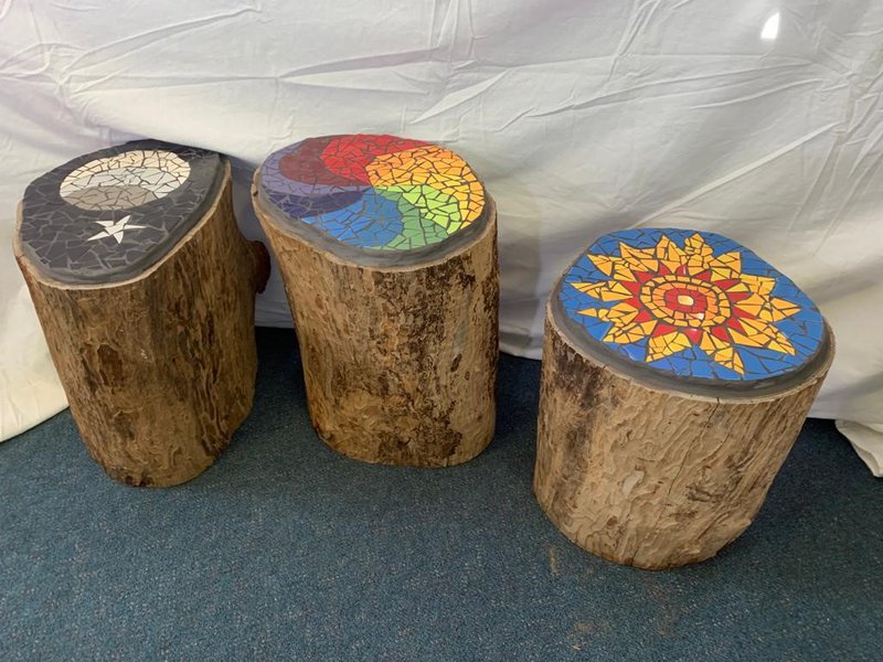 Class 6 Mosaic Tiled Wooden Stumps