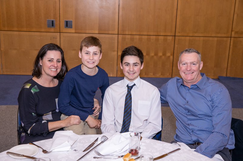 Archie Dean with his parents and brother