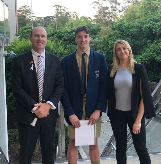 Joe Hamson,  House Managers Award recipient, with Mr James Maloney and Ms Mim Cockrell.