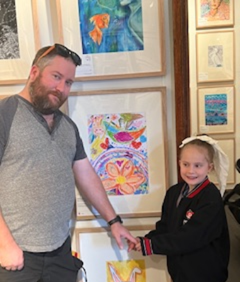 Isabella and her dad, Jacob, at Fairfield City Museum and Gallery