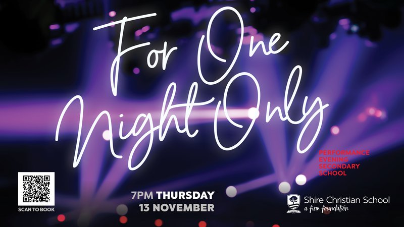 For One Night Only – Still Time to Book Tickets – Thursday 13 November 7pm